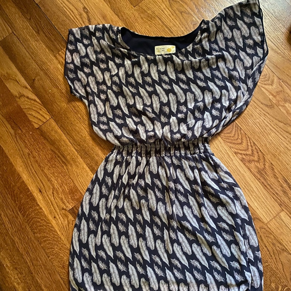 Navy and taupe dress